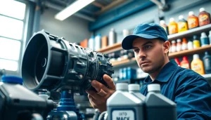 Inspecting high performance transmission fluid system components in an automotive workshop.