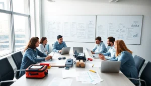 Engaging visual depicting Emergency Response Planning team collaboration in a conference room.