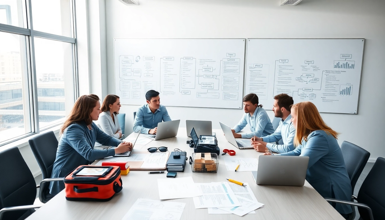 Engaging visual depicting Emergency Response Planning team collaboration in a conference room.