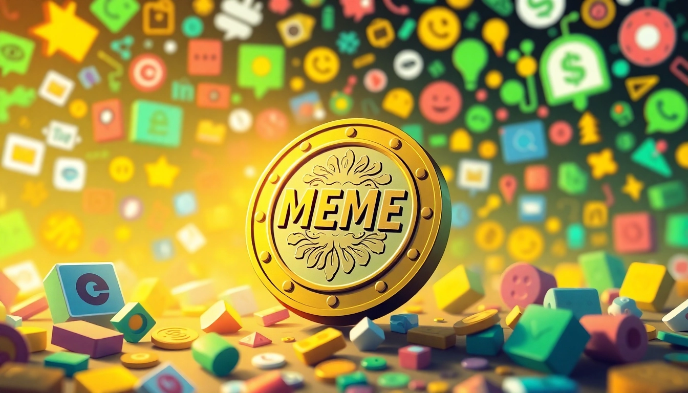 Engaging classic meme coin highlighted amidst a lively digital platform representing internet culture.