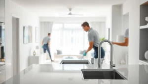 Bond cleaning Logan professionals ensuring a spotless apartment for a satisfied client.
