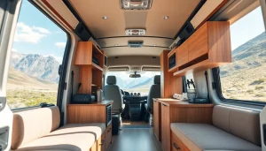 Showcasing a perfect Van interior designed for adventure with organized storage solutions.