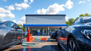 Experience a full service car wash Columbus, showcasing sparkling vehicles in a clean and vibrant wash environment.