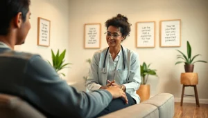 Engaged therapist providing anxiety treatment in Dubai's serene clinic environment.