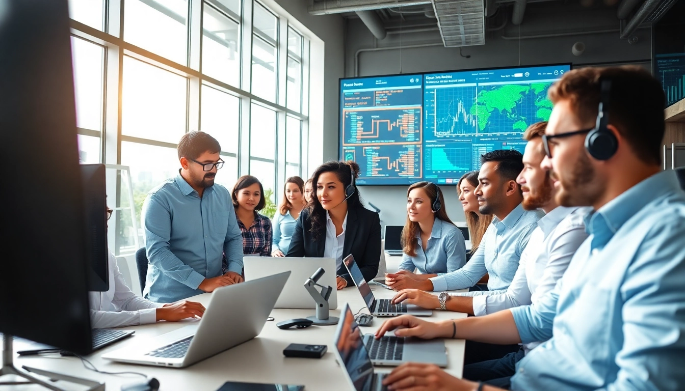 Illustration of a professional team working efficiently as managed IT provider.