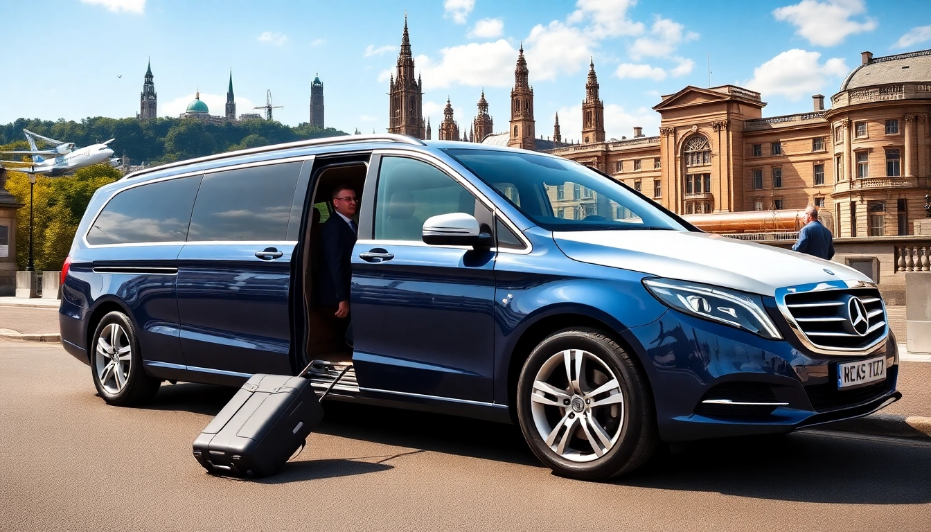 Experience seamless Glasgow and Edinburgh transfers in a luxury vehicle surrounded by stunning cityscapes.