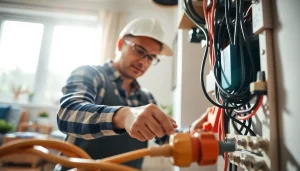Engaged electrician providing Electrical Service in a residential setting.