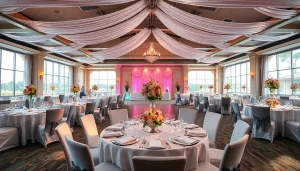 Decorated Trenton event center showcasing elegant arrangements for celebrations.