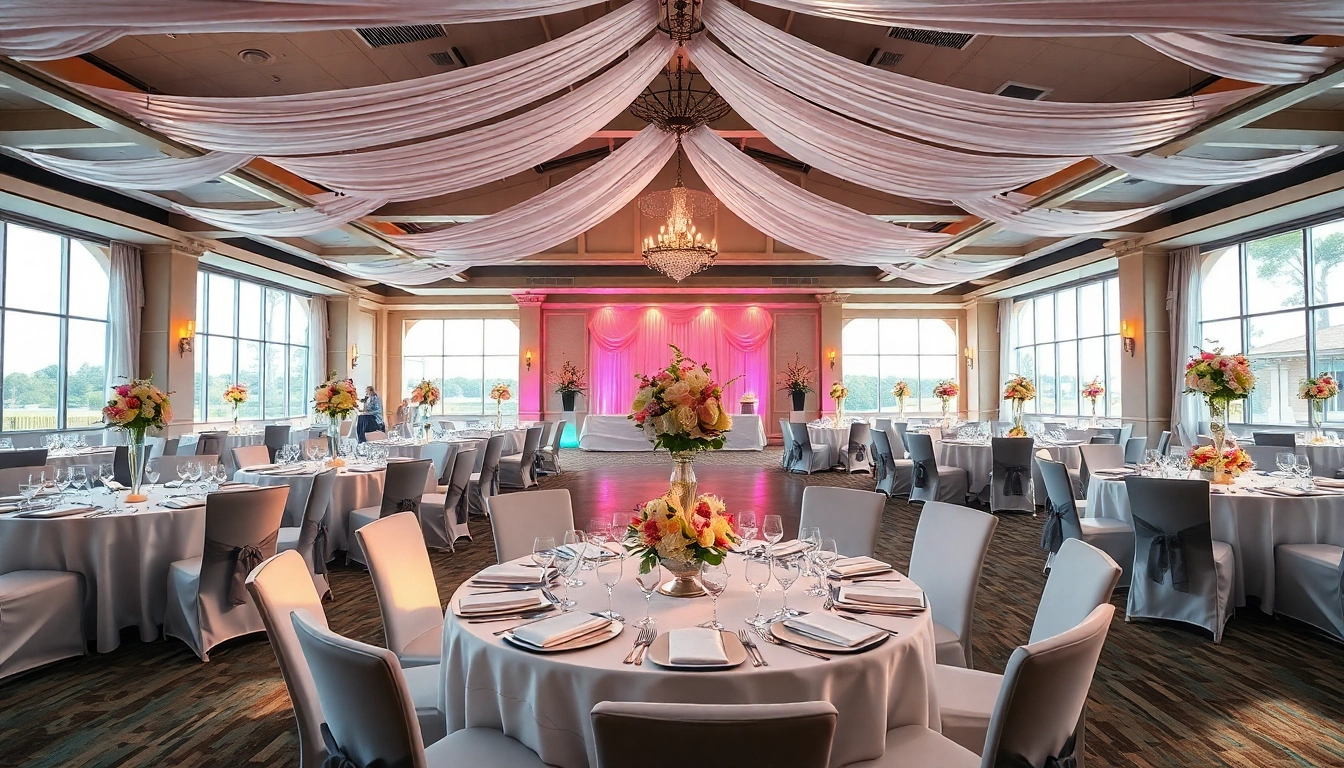Decorated Trenton event center showcasing elegant arrangements for celebrations.