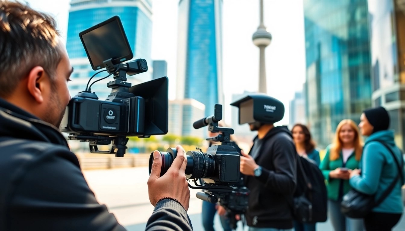 Capture of Creative Video Shoots Toronto showcasing a vibrant urban setting with a professional team.