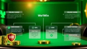 Analyze Is We1Win Legit? through user reviews and trust scores in a professional infographic.