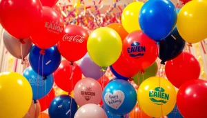 Celebrating with custom Print balloons in a vibrant party atmosphere.