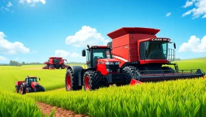Case-ih Traktoren und Maschinen in der Feldarbeit, die Effizienz und Leistung zeigen.