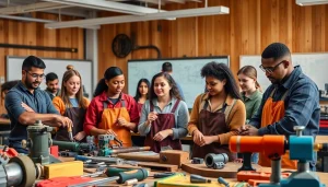 Hands-on learning experience at trade school tennessee with diverse students in technology-driven environment.