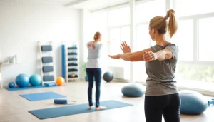 Übungen zur Linderung von Rückenschmerzen, durchgeführt von einem Physiotherapeuten.