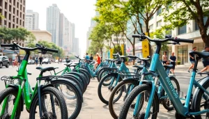 Explore various ebike Singapore models showcased in an urban setting, highlighting eco-friendly transportation.