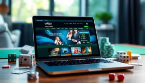 Examine if We1Win is legit with a visual of a laptop displaying its gaming site.