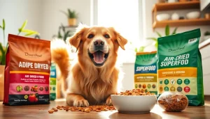 Feeding dogs badlands ranch dog food canada in a bright kitchen setting, showcasing healthy ingredients.