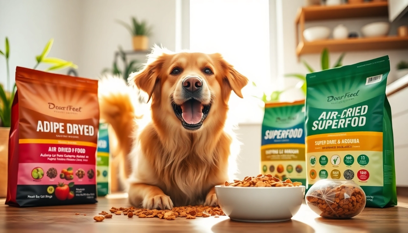 Feeding dogs badlands ranch dog food canada in a bright kitchen setting, showcasing healthy ingredients.