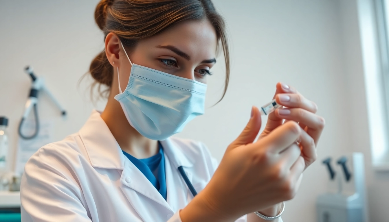 Administering b12 shots in a professional healthcare setting with a nurse preparing for injection.