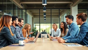 Engaged team exemplifying Callzent Culture in a collaborative office environment