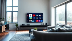 Regardez comment utiliser le IPTV code dans un salon moderne avec des appareils technologiques.