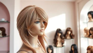 Shop a luxurious and stylish wig at an elegant boutique setting