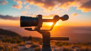 Stabilize your shots with a professional gimbal camera​ in an outdoor scene.