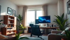 Experience sonic internet 2 months free in a modern home office setup.