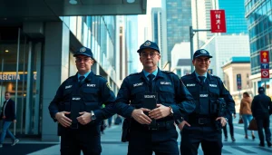 Security Guards Leicester protectively positioned at a city entrance, showcasing vigilance and professionalism.