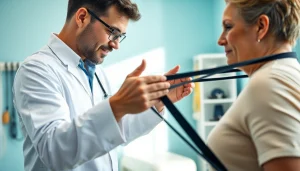 Engaging physiotherapist provides care in clinic, emphasizing Best physio near me for recovery.