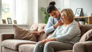Supportive scene depicting dealing with grief with a therapist comforting a grieving individual.