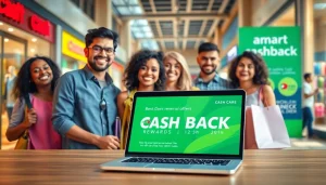 Explore the joyful experiences with Best cashback offers through happy consumers in a vibrant retail setting.