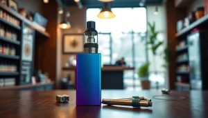 Showcasing the Elf Bar 30000 disposable vape with vibrant packaging in a modern retail setting.