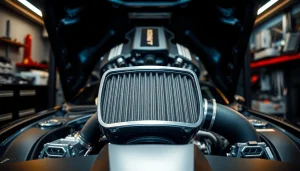 Showcase of a front mount intake emphasizing its design and performance features.