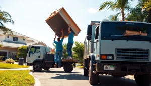 Efficient junk removal florida service team clearing clutter in a residential area.