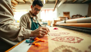 Creër unieke items met canvas stoffen in een kunstzinnige werkruimte.