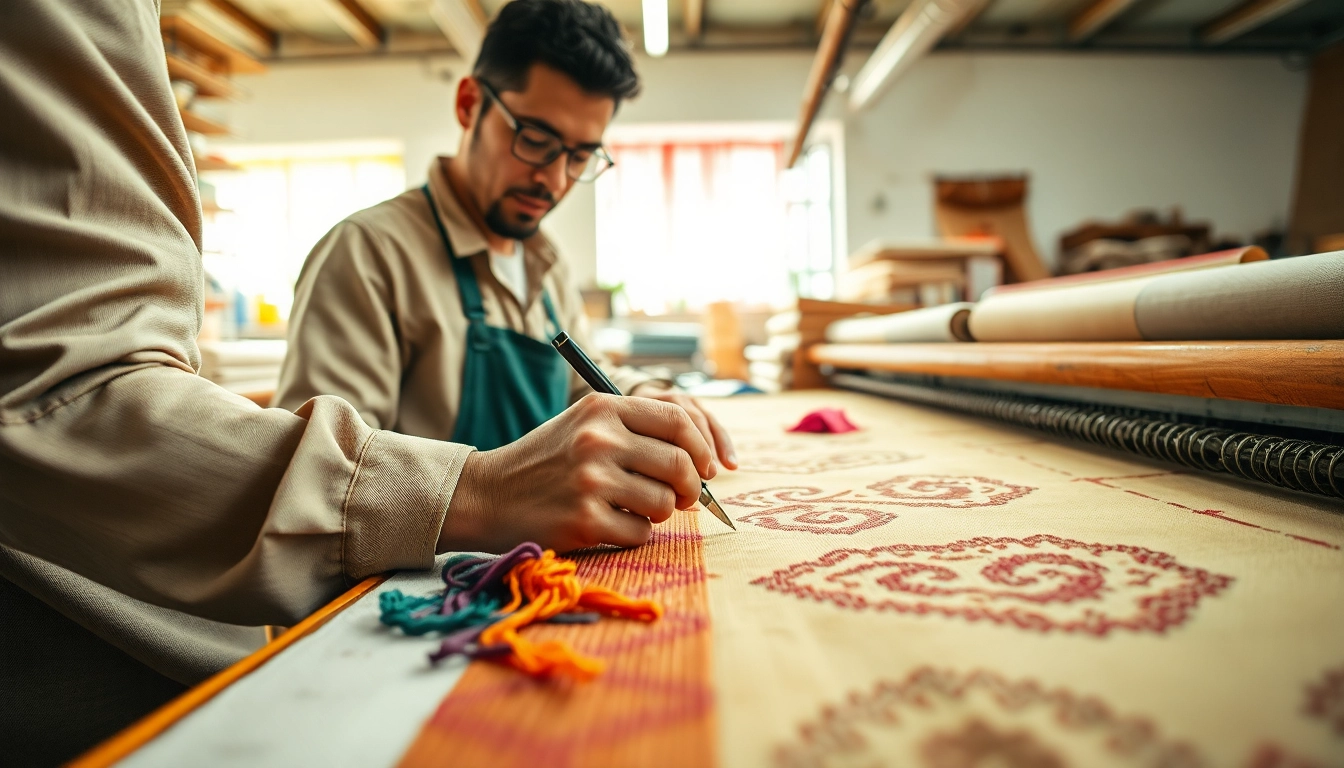 Creër unieke items met canvas stoffen in een kunstzinnige werkruimte.