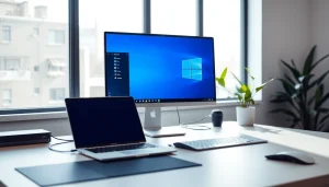 Optimieren Sie Ihre Produktivität mit Microsoft Windows auf einem modernen Desktop-Arbeitsplatz.