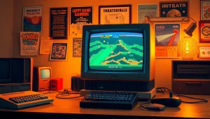 Play dos games online in a nostalgic vintage gaming setup featuring a CRT monitor.