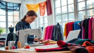 Punta di Roma stof in gebruik door modeontwerper in een helder atelier