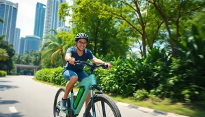 Ride through vibrant urban landscapes with Ebike Singapore, showcasing modern electric bicycles and enthusiastic riders.