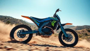 Rider navigating rough terrain on the E Ride Pro S electric dirt bike, showcasing its dynamic design and power.