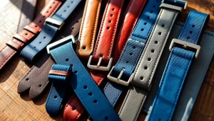 Explore beautifully crafted watch straps showcasing vibrant colors and quality materials.