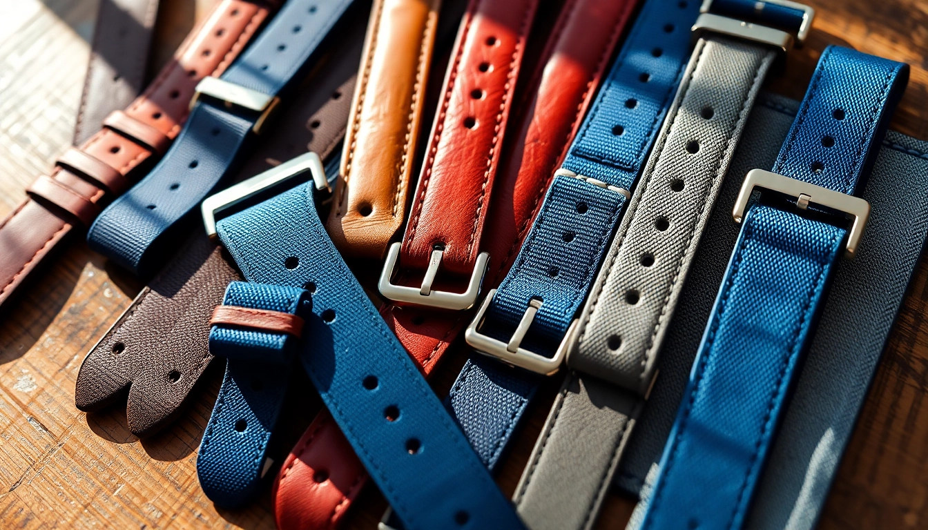 Explore beautifully crafted watch straps showcasing vibrant colors and quality materials.