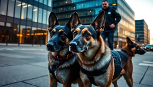 Vigilant security dog services Gloucester protecting urban spaces with professionalism and focus.