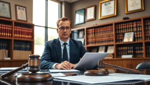Tampa Criminal Defense Attorney consulting with a client in an elegant law office.
