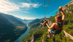 Bovec zipline omogoča nepozabno izkušnjo letenja nad slikovitimi dolinami.