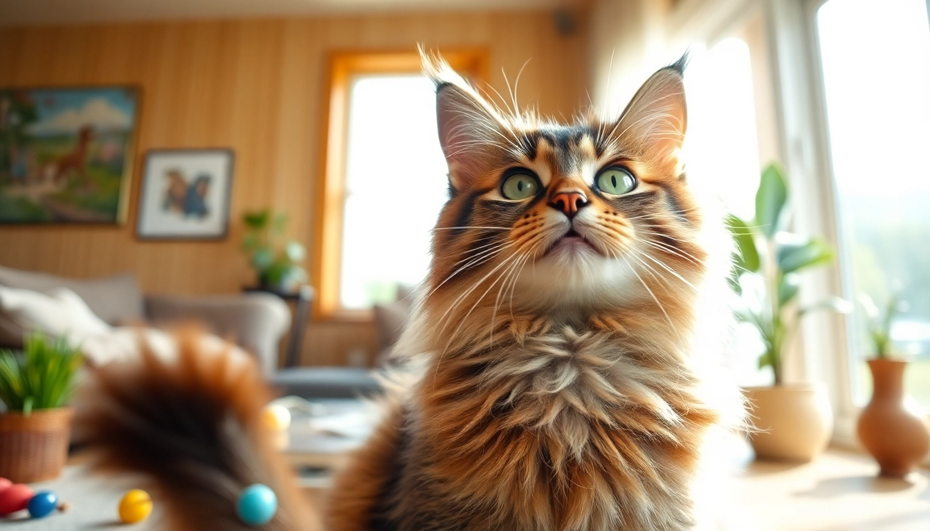 Maine Coon cats for sale near me featuring a fluffy Maine Coon cat in a bright living room.