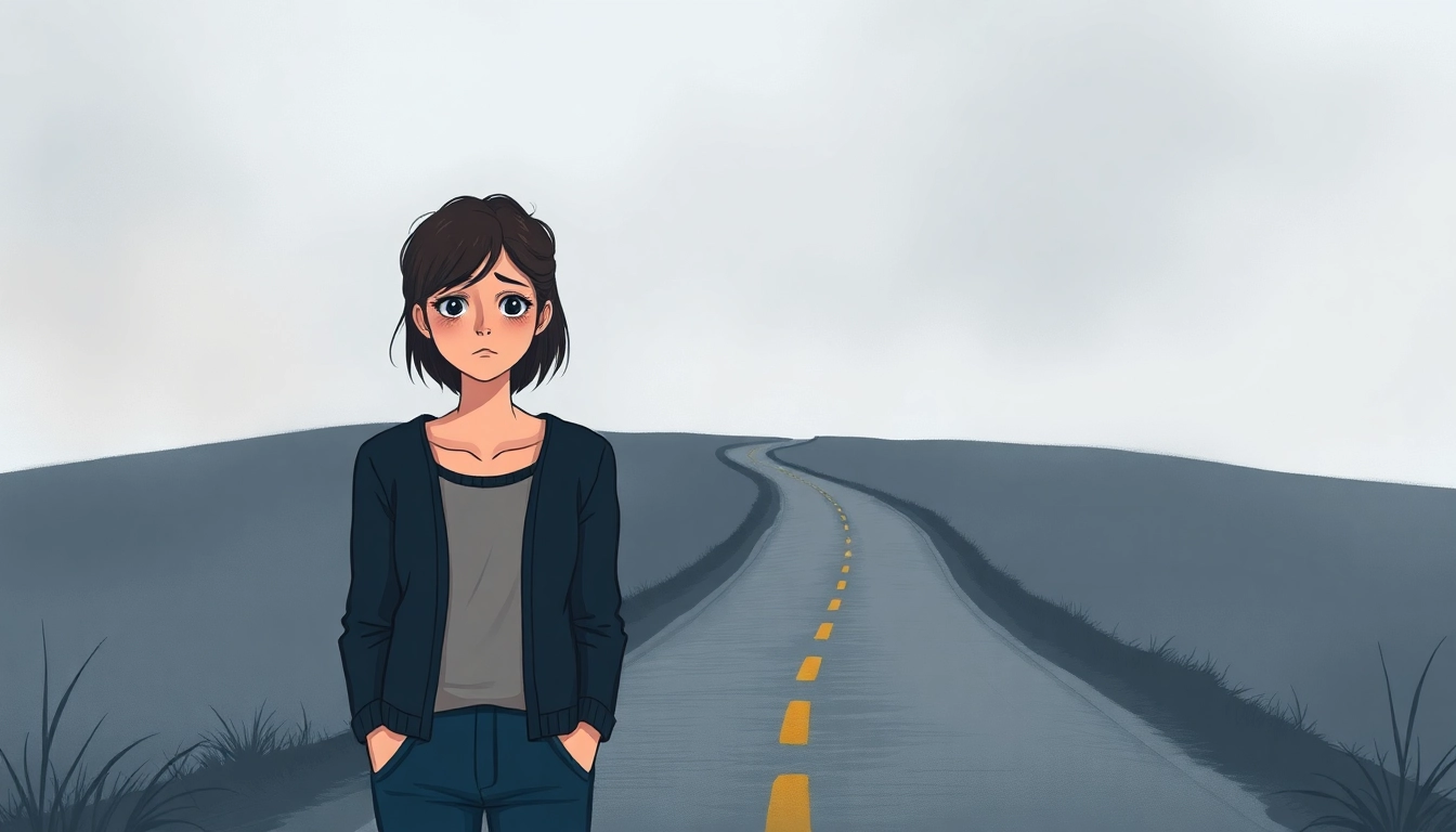 Young couple experiencing a relationship breakup at a crossroads depicting emotional conflict.
